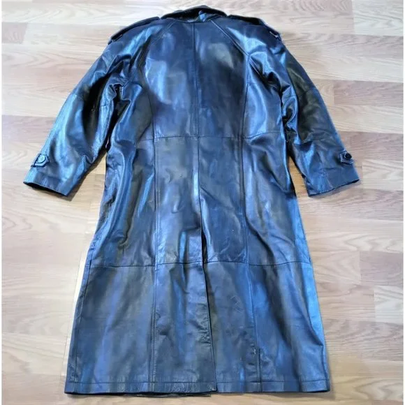 Phase 2 VTG Leather Trench Coat Sz XL..